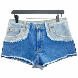 Carmar Isabella Cut-Off Denim Shorts Size 28 Frayed Distressed Mid Rise Hipster